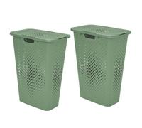 Lot de 2 panier à linge en plastique avec couvercle Sundis PIXEL 40 L Vert P.28 x l.44 x h.57 cm