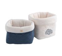 Lot de 2 panières de rangement en coton matelassé - petit nuage blanc/bleu TU