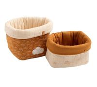 Lot de 2 panières de rangement en double gaze de coton - orsino marron/beige TU
