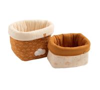Lot de 2 panières de rangement en double gaze de coton - orsino marron/beige TU