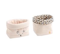 Lot de 2 panières de rangement en velours côtelé - leopard ecru TU