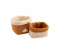 Sauthon Panières de rangement Lot de 2 - Double gaze de coton marron