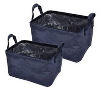 Lot de 2 Panières Rectangles "Velvet" 32cm Bleu Foncé
