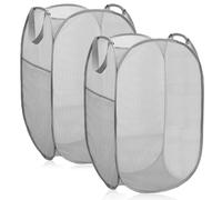 Lot de 2 paniers à linge pliables de 75 l : 36 x 36 x 58 cm - Pop Up Laundry Baskets, panier à linge avec anse, panier à linge pop-up en tissu grillagé - Panier à linge pour collège, dorm (coupe