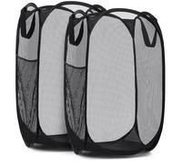 Lot de 2 paniers à linge pop-up en maille - Portable, poignées durables, pliables pour le rangement et faciles à ouvrir. Les paniers à vêtements pliables sont parfaits pour la chambre d'enfant, le
