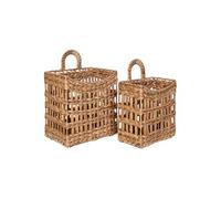 Lot de 2 paniers à poser ou à suspendre en jacinthe d'eau naturelle - CLARA -