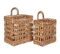 Lot de 2 paniers à poser ou à suspendre en jacinthe d'eau naturelle - CLARA - ALTOBUY Bois