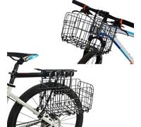 lot de 2 paniers à vélo universels pliables pour l'avant et l'arrière - capacité de charge : 25 kg panier arrière amovible noir porte-sacs vélo de ville avec 2 crochets fixation sur le guidon ou le po
