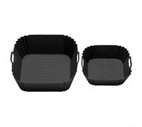 Lot de 2 paniers antiadhésifs en silicone pour friteuse à air comprimé FN101GY, accessoires antiadhésifs et résistants à la chaleur avec rainures surélevées (noir)