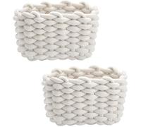 Lot de 2 paniers carrés en corde de coton tressée, blancs, pour table à langer ou rangement bébé