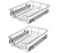 Lot de 2 paniers coulissants en fil métallique pour cuisine, à fermeture douce, 400 mm de large, solution de rangement d'armoire