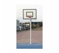 Lot de 2 paniers de basketball minibasket monotube fixes avec base pour ancrage - sans planche, cerceau Softee Equipment Blanc 114 mm