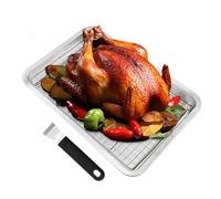 Lot de 2 paniers de cuisson extra larges en acier inoxydable - Pliables et portables - Pour steak, viande, poisson - Prise en main sûre - Bouche peu profonde - Fond plat rectangulaire en acier