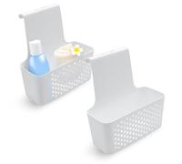 Lot de 2 paniers de douche à suspendre - Blanc - Sans perçage - Étagère suspendue en plastique pour shampoing, savon et gel douche - Organiseur de salle de bain avec crochets pour paroi de douche
