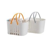Lot de 2 paniers de douche en plastique avec poignée, organiseur de rangement portable pour fournitures de nettoyage, bac de rangement pour dortoir, salle de bain, cuisine AB
