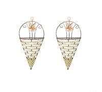 Lot de 2 paniers de fleurs en plastique recyclé, à suspendre au mur, pot de fleurs en rotin, support pour décoration de jardin (café)