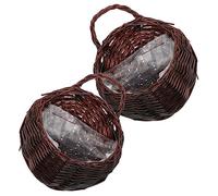 Lot de 2 paniers de Fleurs en rotin à Suspendre Mur - Décoration de Mariage - Pot de Fleurs en rotin à Suspendre - Panier de Rangement pour Plantes d'intérieur - Support de en