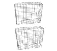 Lot de 2 Paniers de Gabions Argentés en Acier Galvanisé pour Projets d’Aménagement Extérieur, Murs de Soutènement, Clôture de Jardin. 100 x 95 x 30cm
