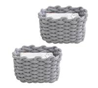 Lot de 2 paniers de rangement à langer - Petit panier tressé - Panier de rangement - En coton doux - Carré - Salle de bain - Jouet - Mini panier blanc (gris)