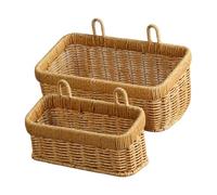 Lot de 2 paniers de rangement à suspendre au mur - Panier décoratif tissé à la main - Panier de rangement mural tissé à la main - Panier décoratif
