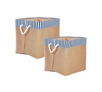 Lot de 2 Paniers de Rangement avec Poignées en Polyester Beige Tugul