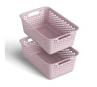 Lot de 2 paniers de rangement de 5 l avec poignées - Sans BPA - Organisateur (30 x 20 x 11 cm/rose) - Paniers pour salle de bain, cuisine, chambre à coucher