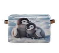 Lot de 2 paniers de rangement décoratifs pliables avec poignée pour la maison Motif pingouin