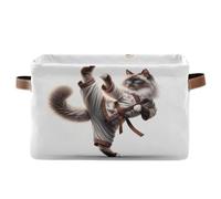 Lot de 2 paniers de rangement décoratifs pliables en tissu Kung Fu Cat Ragdoll pour la maison