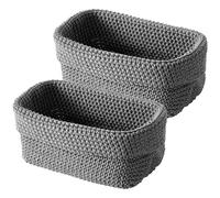 Lot de 2 paniers de rangement en corde de coton tressé - Paniers de rangement empilables pour chambre d'enfant, salon, salle de bain - 21 x 15,5 x 13 cm - Gris