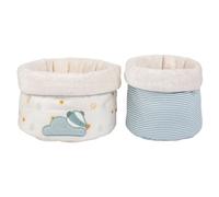 Nattou Paniers de Rangement en coton et polyester, Blaireau Felix, lot de 2, Ø 20 cm et Ø 15 cm, Felix et Leo, bleu clair