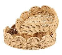Lot de 2 paniers de rangement, panier peigné tissé à la main, cordage en papier décoratif tressé plateau de service, panier de rangement polyvalent, plateaux de décoration de table pour table basse