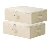 Lot de 2 paniers de rangement pliables avec fermeture éclair, lavables et empilables, pour salon, armoire, étagères, beige