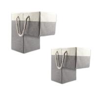 Lot de 2 paniers de rangement pliables gris de 40,6 x 40,6 cm avec poignées en coton - Parfait pour la chambre d'enfant, le linge de maison, les jouets et la maison - Lot de 2 bacs de rangement
