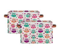 Lot de 2 paniers de rangement pour étagères en tissu avec poignées, motif chouette de dessin animé, boîtes de rangement pour organiser vêtements, jouets, livres