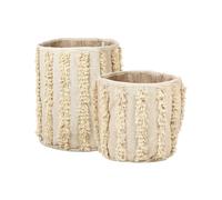 Lot de 2 Paniers de Rangement pour Linge Boho en Coton Beige Pratique Kakki