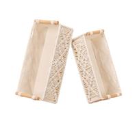 Lot de 2 paniers de rangement rectangulaires en tissu de coton avec pour organiser la maison, le salon, la buanderie, la chambre, la salle de bain