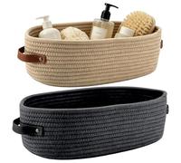 Lot de 2 paniers de rangement tressés en corde de coton vide | Paniers peu encombrants pour la décoration des accessoires de maison, douche, salon, chambre à coucher, cuisine