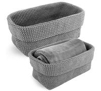 Lot de 2 paniers de rangement tressés pour serviettes d'invités, paniers tressés pour salles de bains, cuisines, salons, bureaux, paniers de rangement pour serviettes, cosmétiques, bijoux, paniers de