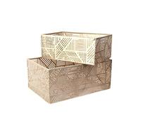Altobuy Paniers de rangement GLOWUP – Lot de 2, métal doré ajouré motif géométrique