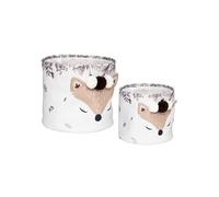 Atmosphera – Paniers enfant Renard – Lot de 2 (Ø22/30 cm) Blanc