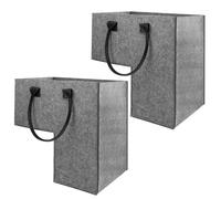 Lot de 2 paniers d'escalier gris avec poignée - Organiseur d'escalier pliable en feutre - Pour le rangement des articles ménagers et du linge