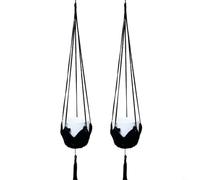 Lot de 2 paniers en macramé pour pot de fleurs à suspendre avec crochets pour intérieur et extérieur Décoration bohème Gain de place Panier en corde de chanvre Solution pour la maison et le bureau