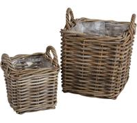 lot de 2 paniers en osier ATHENA rectangulaires Panier de rangement Panier à pommes de terre Panier de récolte