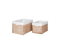 Lot de 2 paniers en paille et tissu