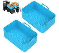 Lot de 2 paniers en silicone résistants à la chaleur for friteuse air chaud, moules rectangulaires for four et micro-ondes. Accessoires for(Blue)