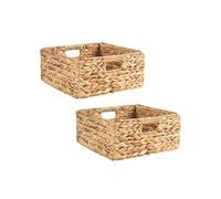 Lot de 2 paniers LANZI en jacinthe d'eau coloris naturel, 32 x 32 x 15 cm