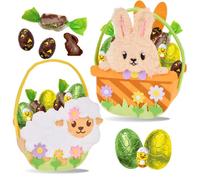 Lot de 2 Paniers Lapin & Mouton garnis de 35 Chocolats de Pâques: papillotes Révillon, Poussin et Œufs Rohan | Idéal à Offrir
