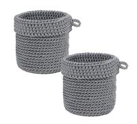 Lot de 2 paniers muraux suspendus en corde de coton - Panier mural rond avec poignée pour stylos et marqueurs, porte-pinceaux cosmétiques pour salle de bain, rangement décoratif en coton pour salon et