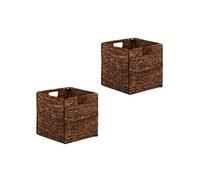 Lot de 2 paniers pliables CAO en jacinthe d'eau, boîte de rangement coloris brun