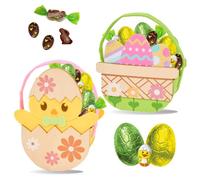 Lot de 2 Paniers Poussin & Œufs garnis de 35 Chocolats de Pâques: papillotes Révillon, Poussin et Œufs Rohan | Idéal à Offrir